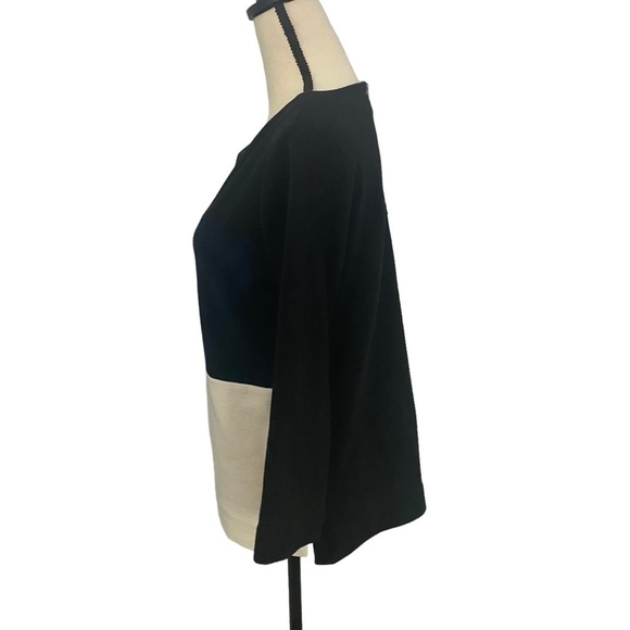 Madewell Women’s Top Gallerist Ponte Color Block Black Navy Cream Sweater Sz M - Picture 5 of 11